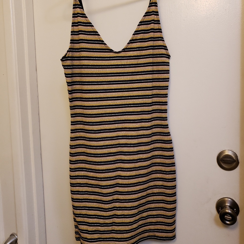 Topshop Double V-Neck sparkle stretchy dress